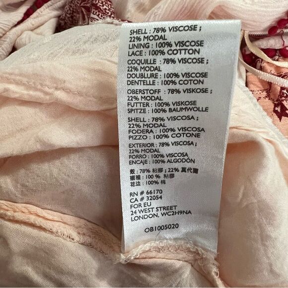 Free Peope My Love Balloon Sleeve Mixed Print V Neck Long  Sleeve Small - Picture 10 of 13